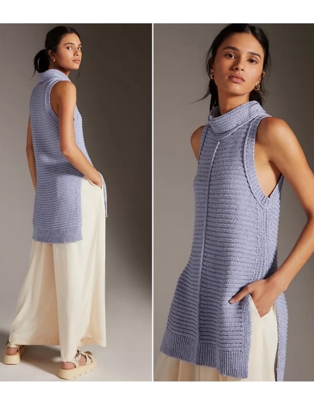 Pilcro Anthropologie Lavender Purple Sleeveless Turtleneck Sweater XS OB1429003